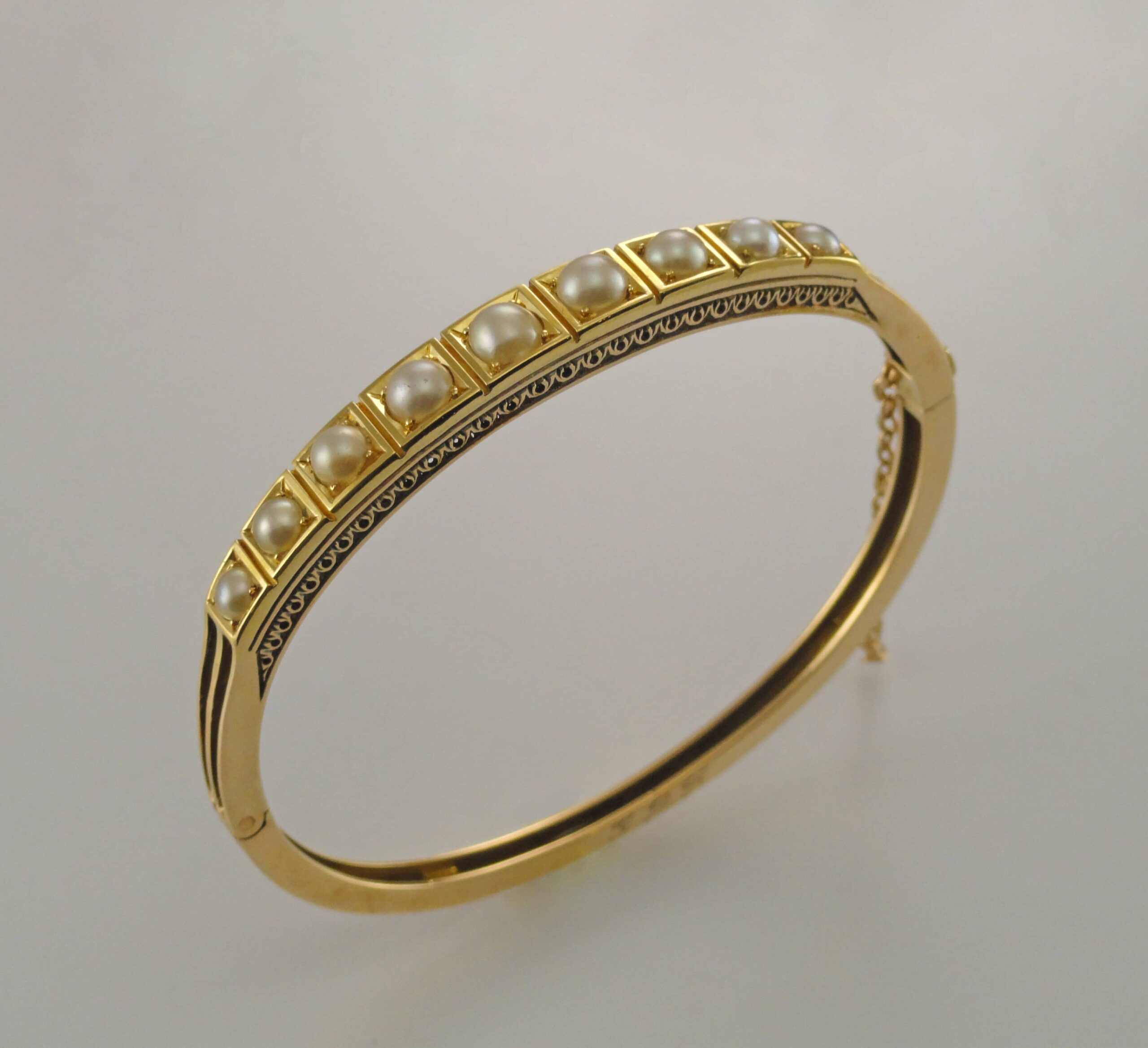 Vintage Gold Bangle with Pearls