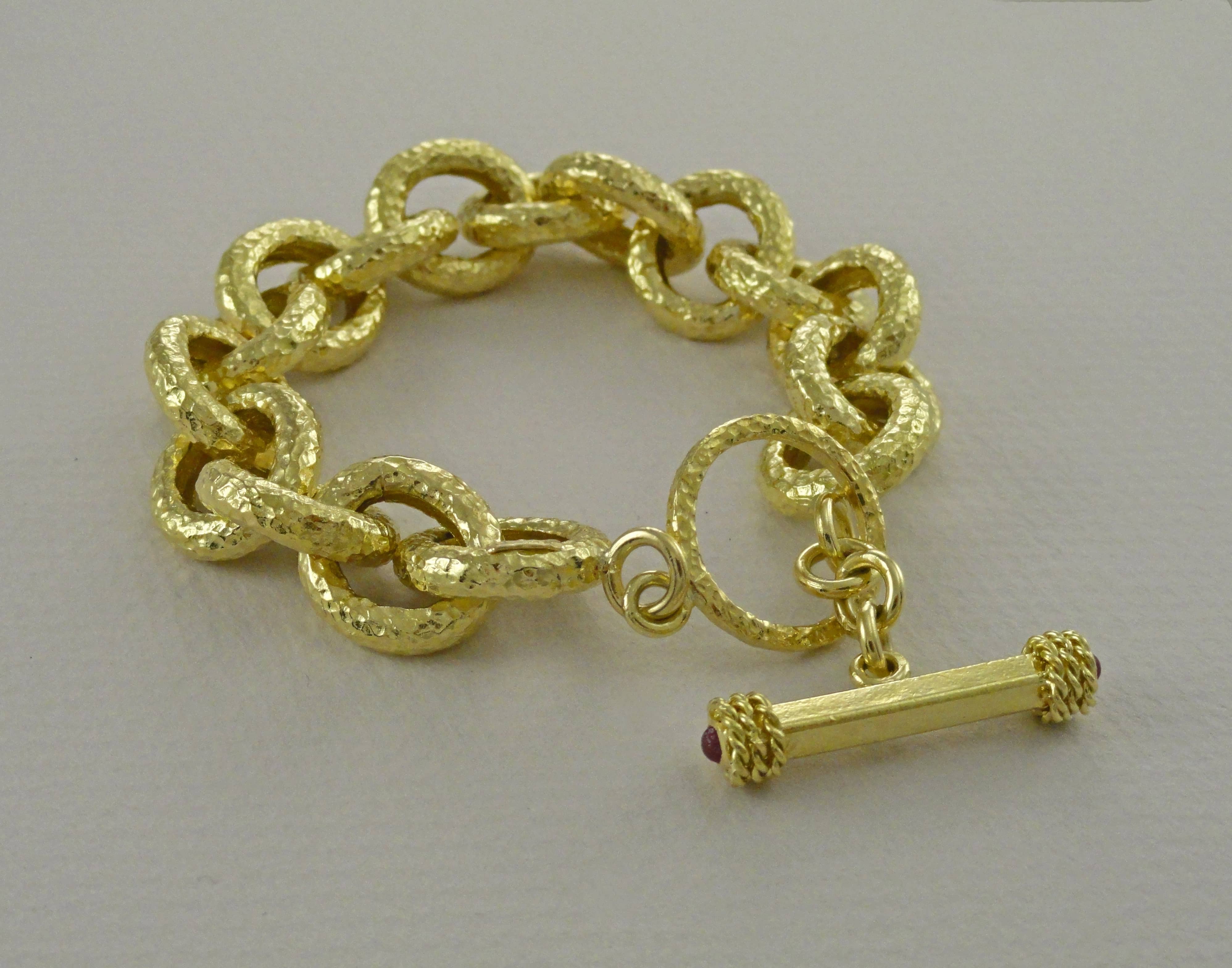 Heavy Textured Gold Link Bracelet