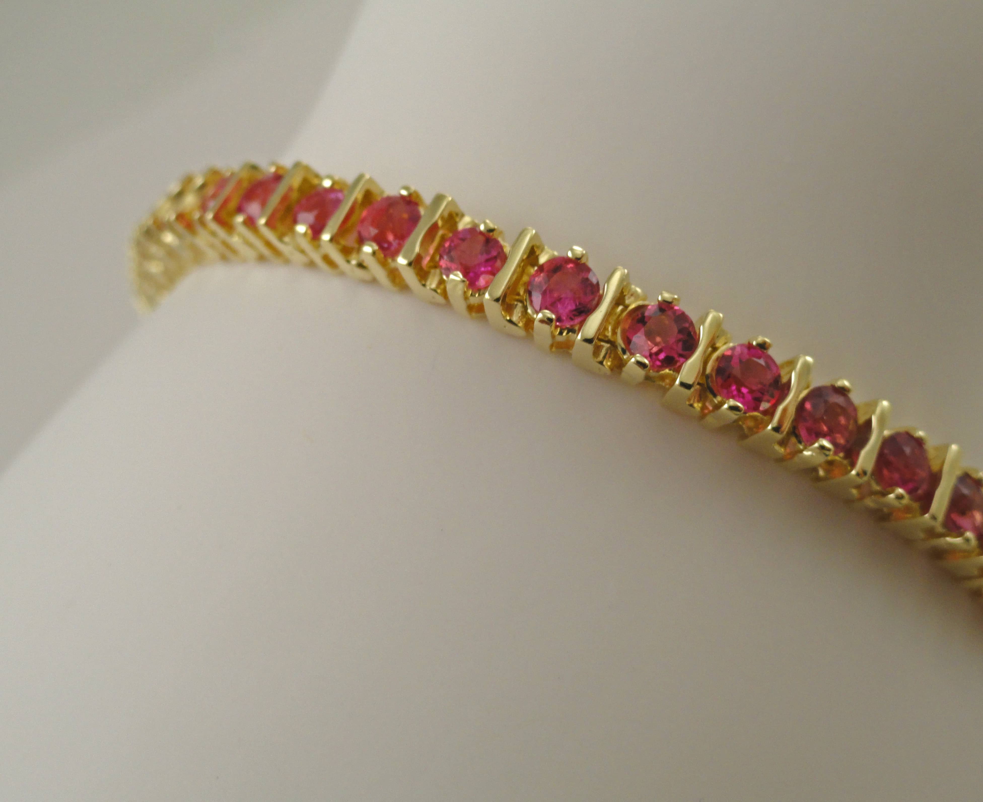 Vivid Pink Tourmaline Tennis Bracelet (B68)