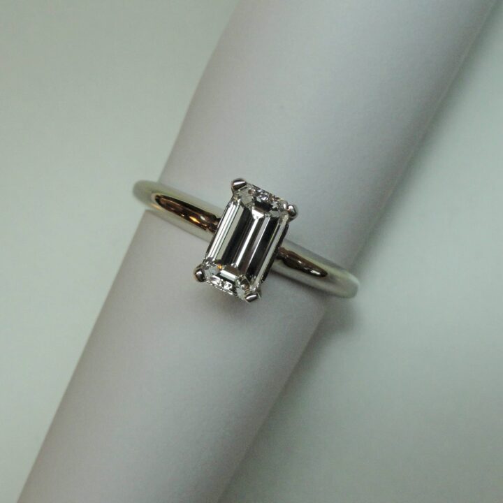 Dramatic Elongated Emerald Cut Diamond Engagement Ring