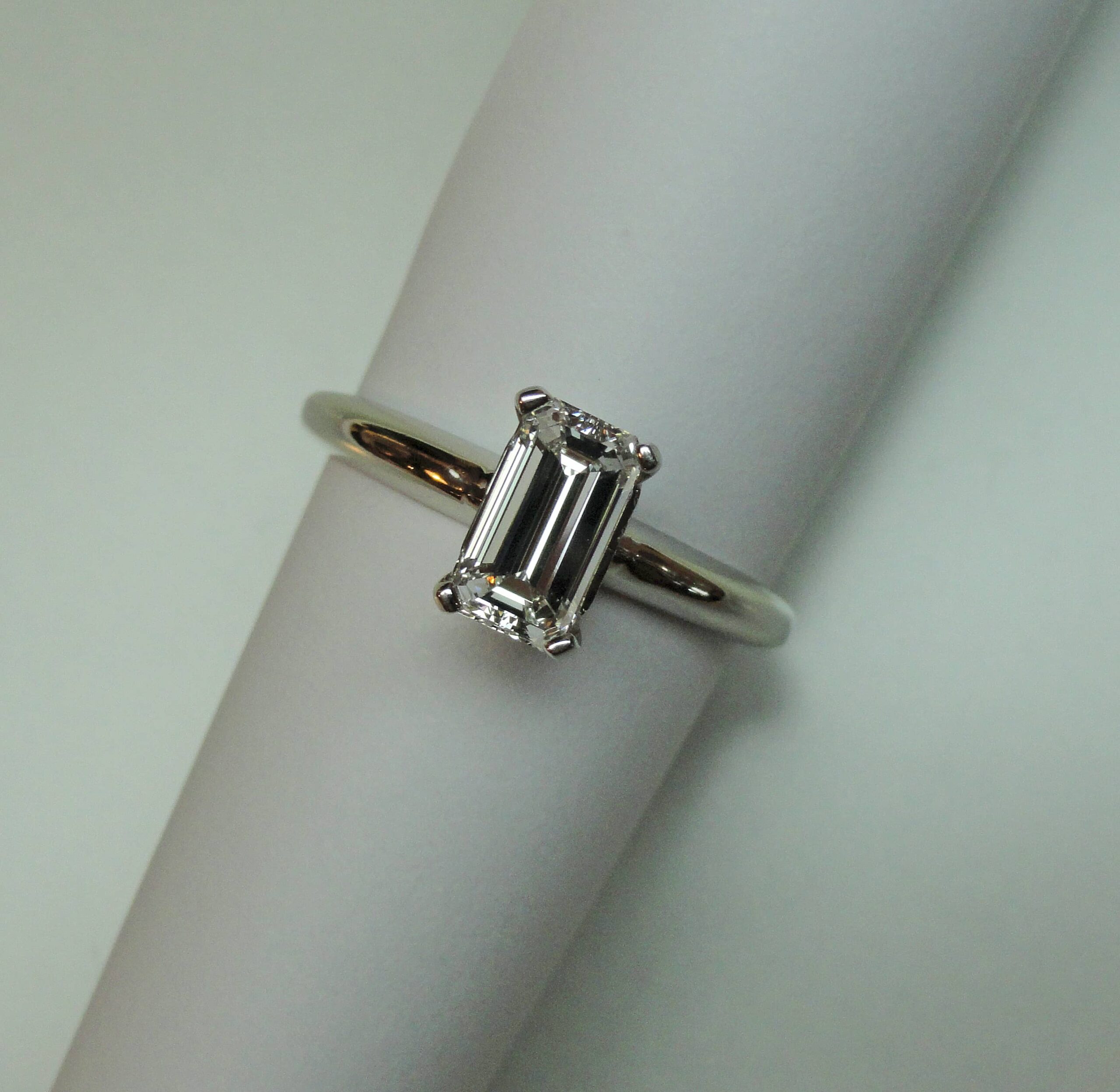 Dramatic Elongated Emerald Cut Diamond Engagement Ring