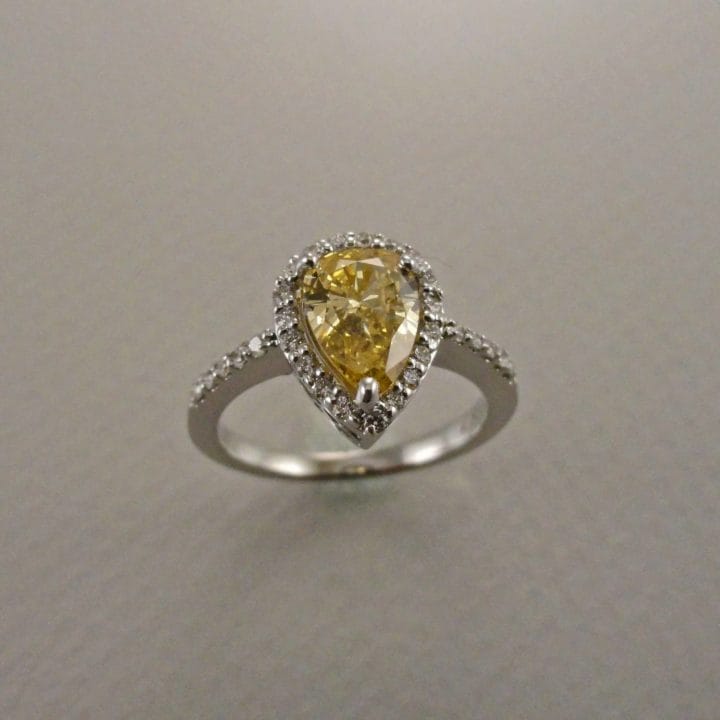 Yellow Diamond Halo Ring