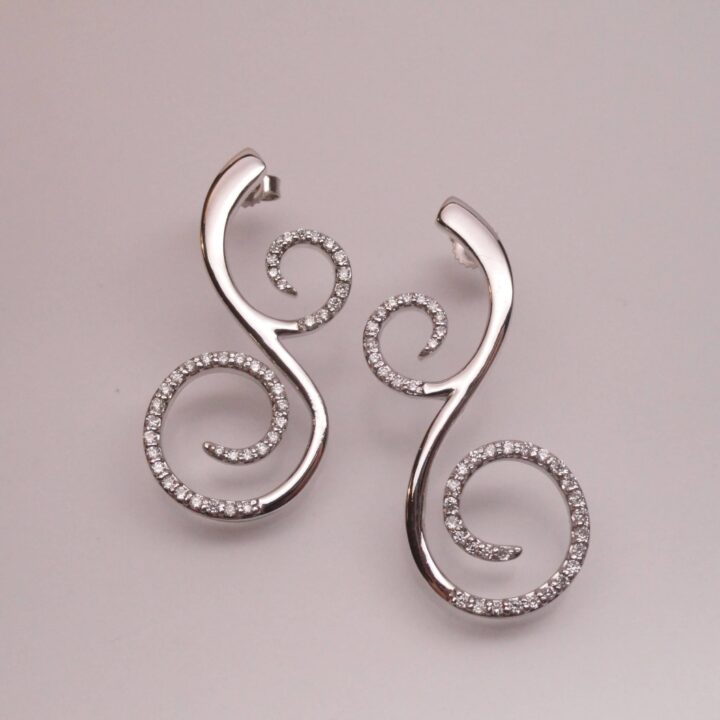 Delicate Diamond Swirl Earrings
