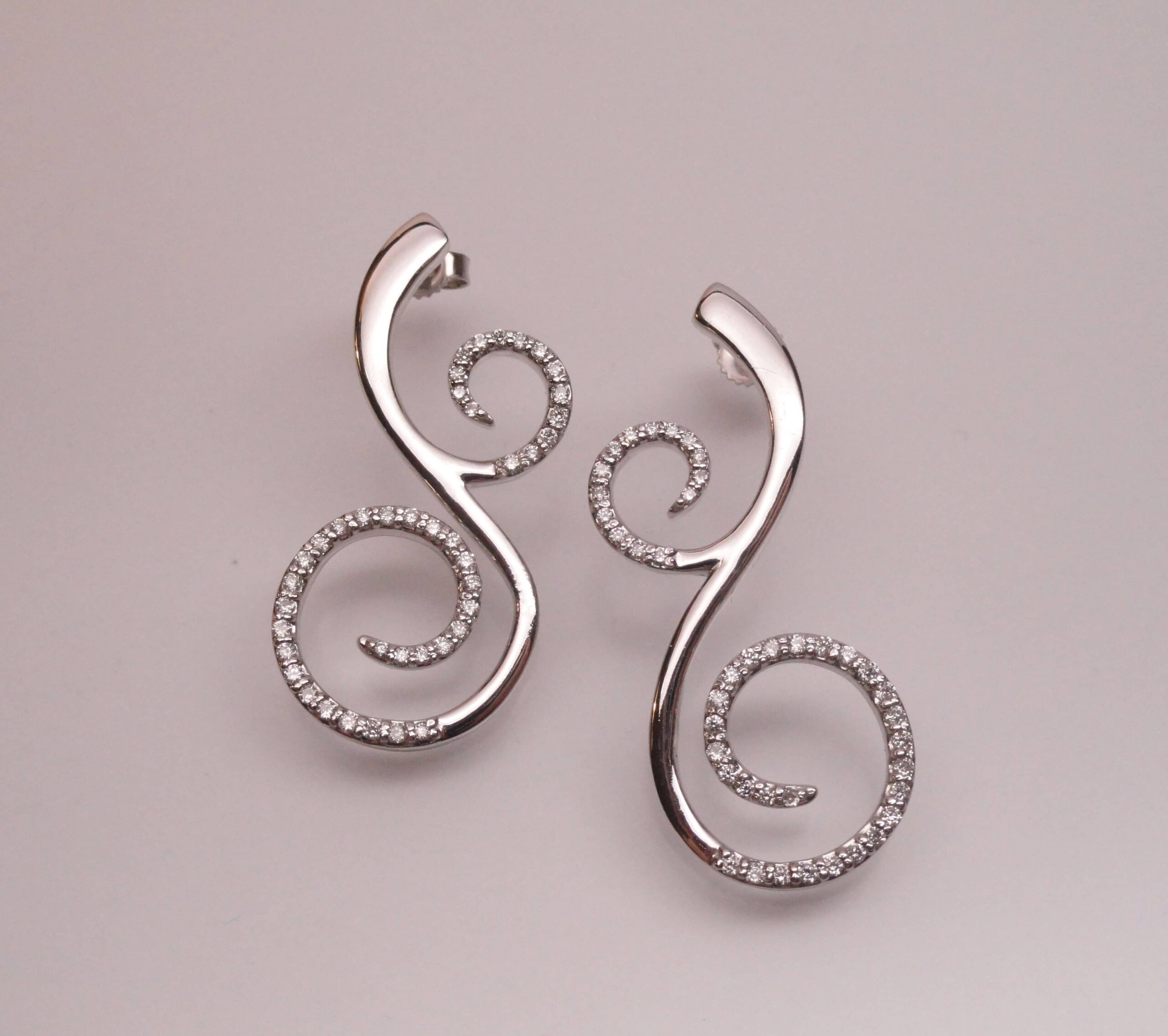 Delicate Diamond Swirl Earrings