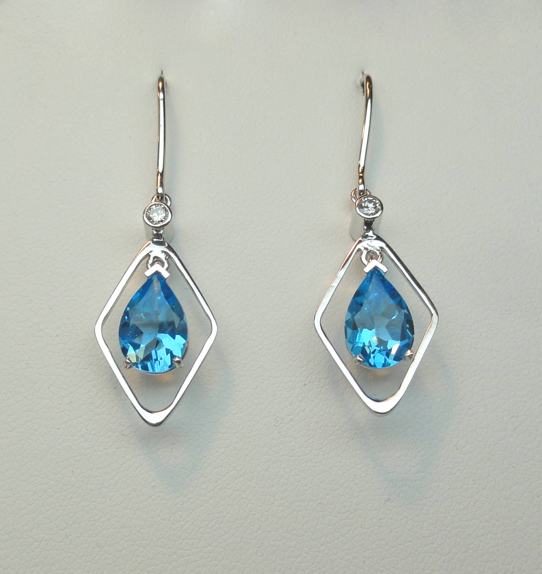 Pear Shape Blue Topaz Dangle Earrings (E2743) - Summit Jewelry Co.