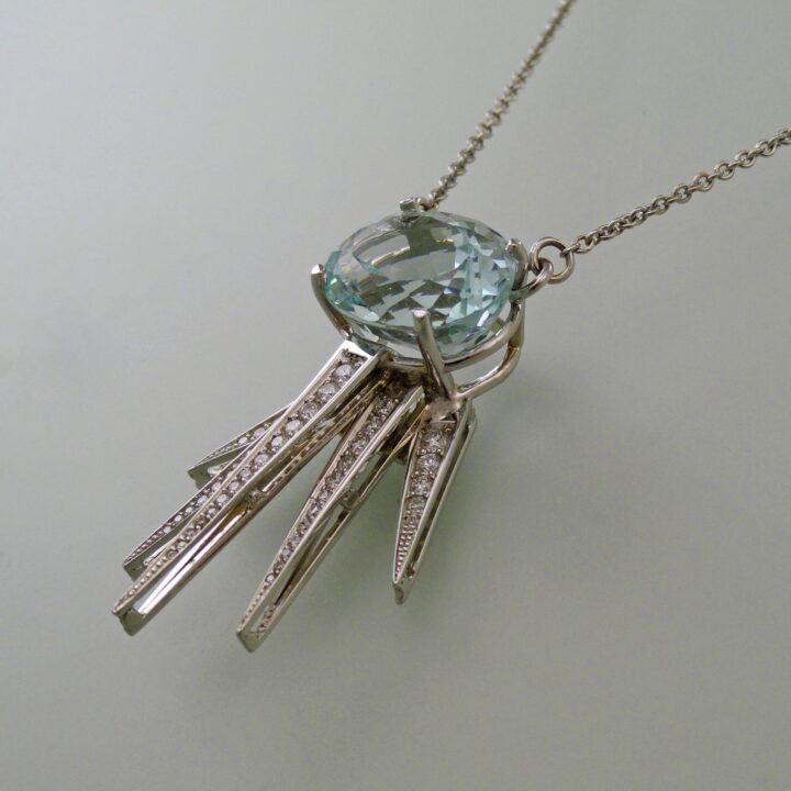 Aquamarine Diamond Spike Pendant (P1760)