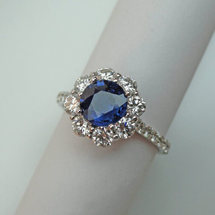 Natural Blue Sapphire Halo