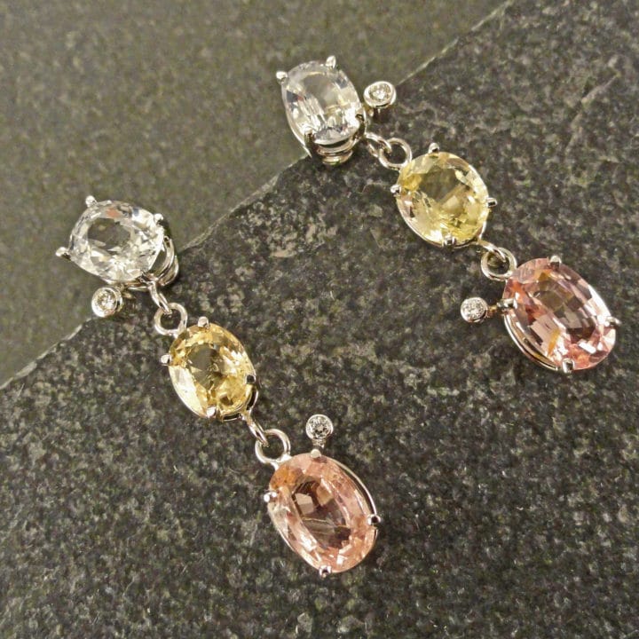 Pastel Fancy Sapphire Dangle Earrings
