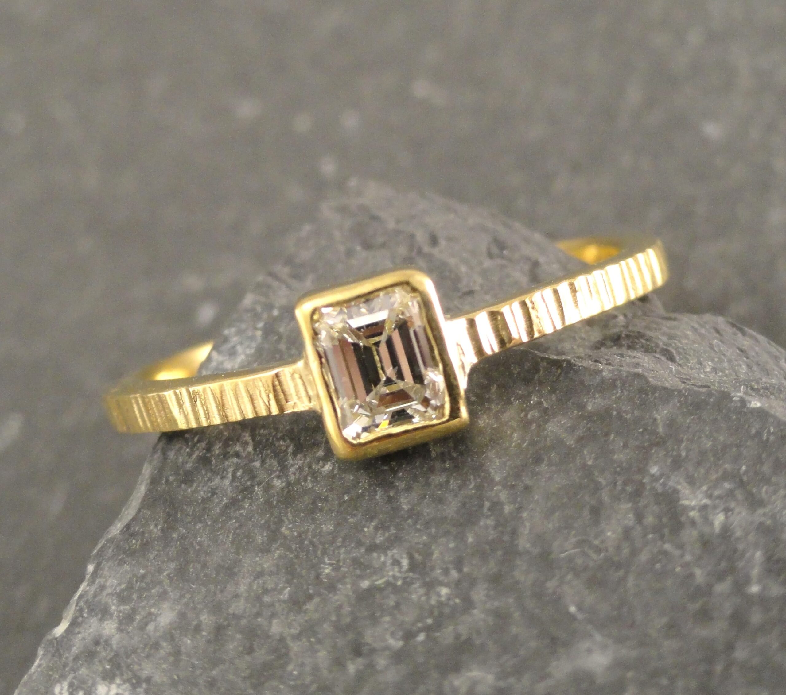 Emerald cut diamond tiny stackable