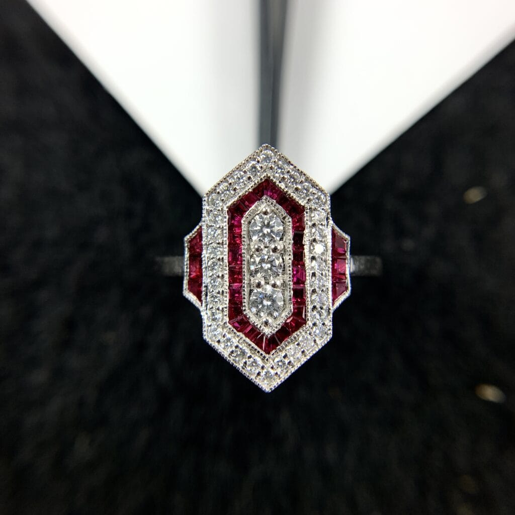 Vintage Inspired Ruby and Diamond Ring (D1328)