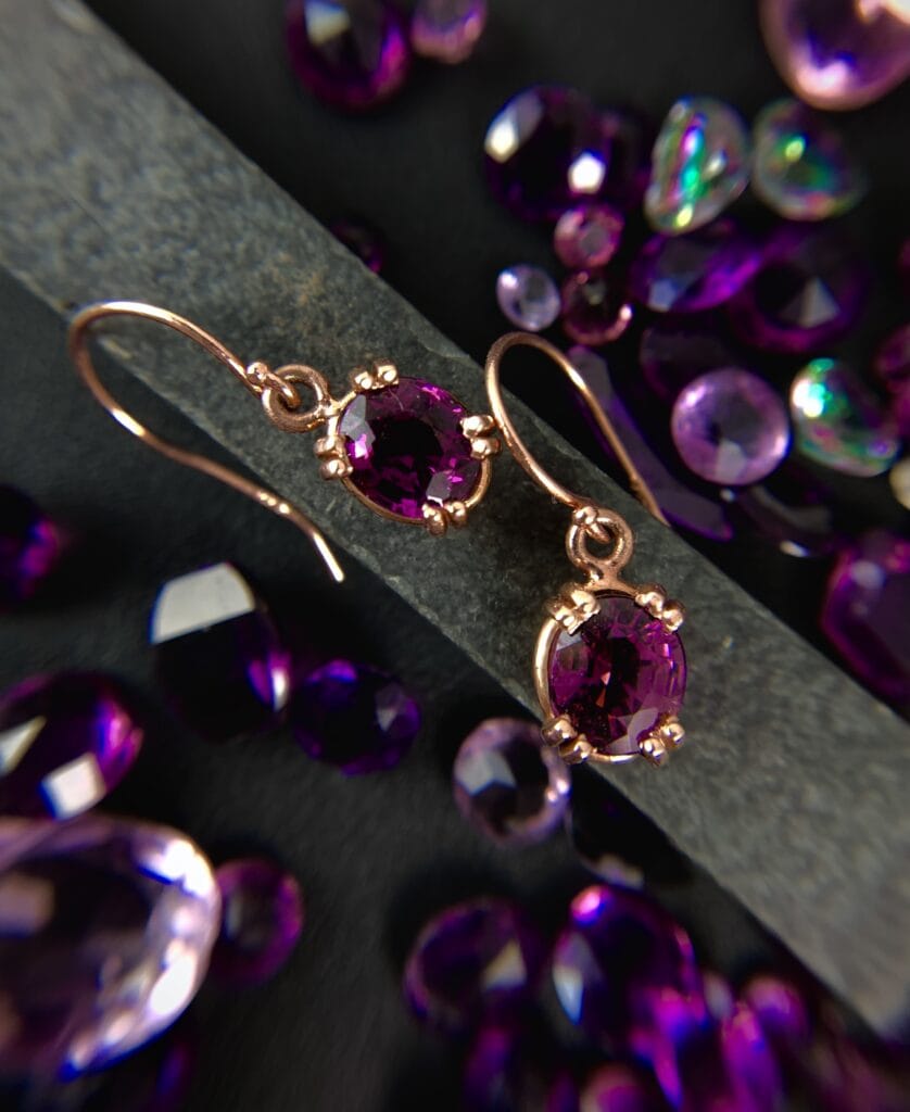 Rose Gold Grape Garnet Earrings (E3145)